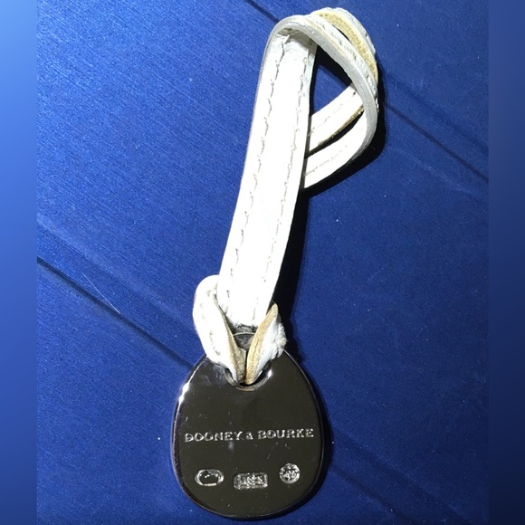 DOONEY & BOURKE SILVER BLUE DUCK WHITE LEATHER KEY FOB BAG CHARM KEYCHAIN - Picture 5 of 6
